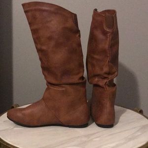 Brown leather slouch boots